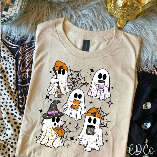 Book and Coffee ghosties tshirt