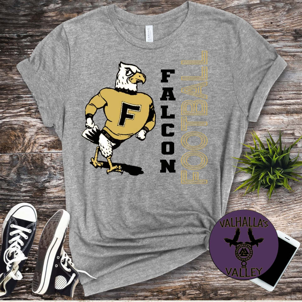 Fayette Falcons sideways T shirt with Freddie