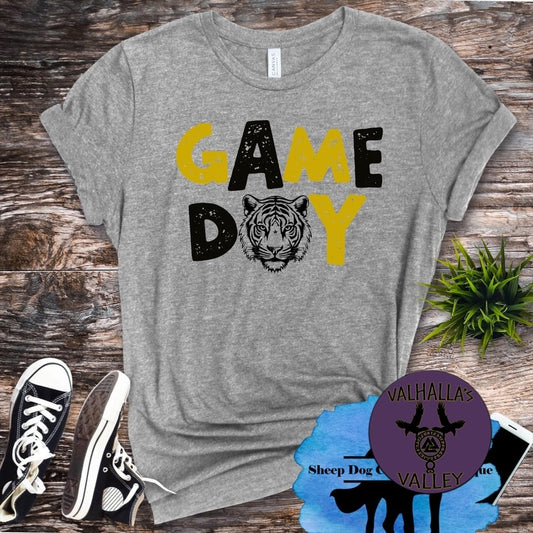 Game day tiger black and gold tshirt
