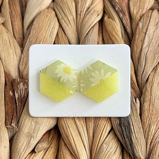 Hexagon Daisy Earrings