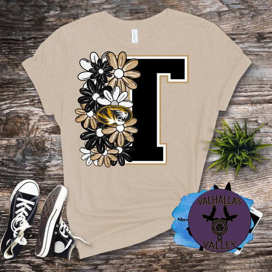 Big T floral Tigers black and Gold tshirt